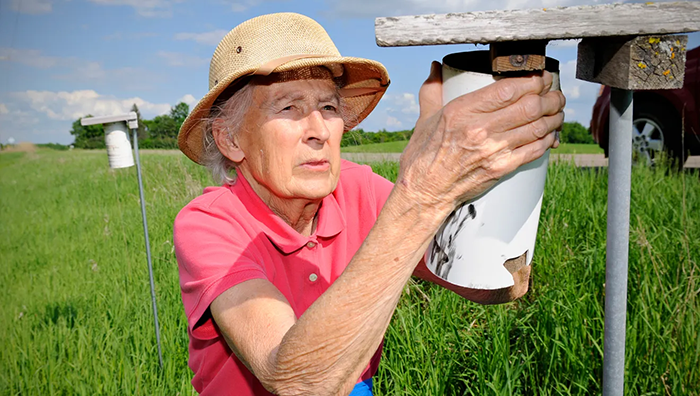 Dorene Scriven with a Gilbertson PVC nest box